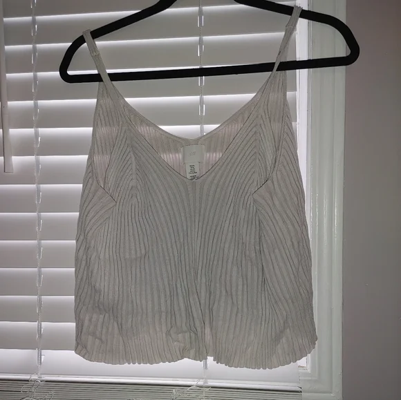 2/$20 Off-White Ribbed Crop Top - Picture 2 of 4